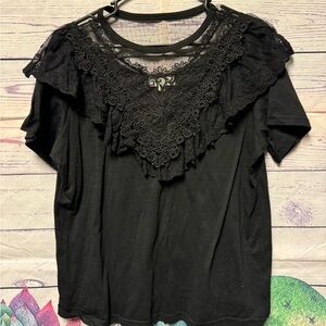 Elegant Black Lace Women's Top